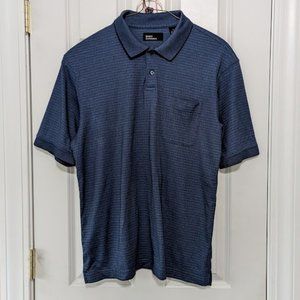 MARC Edwards blue on blue squares collared pullover with pocket polo shirt. Sz L